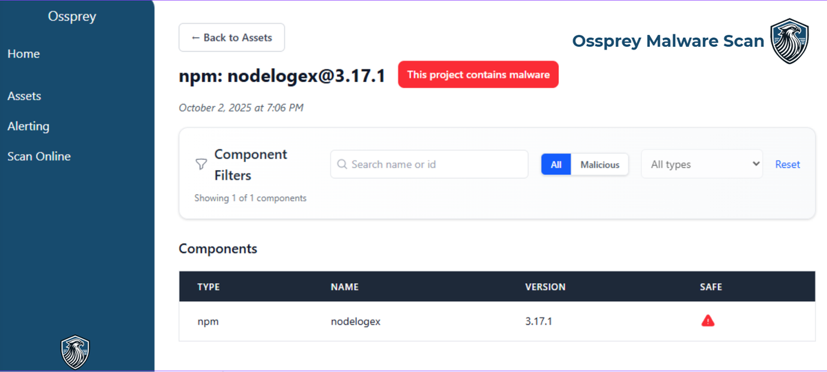 Nodelogex NPM malware analysis